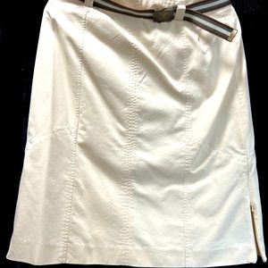 Cream color straight skirt with adjustable belt